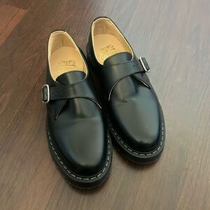 Solovair Black Leather Single Buckle Monk Shoe Mens 8.0